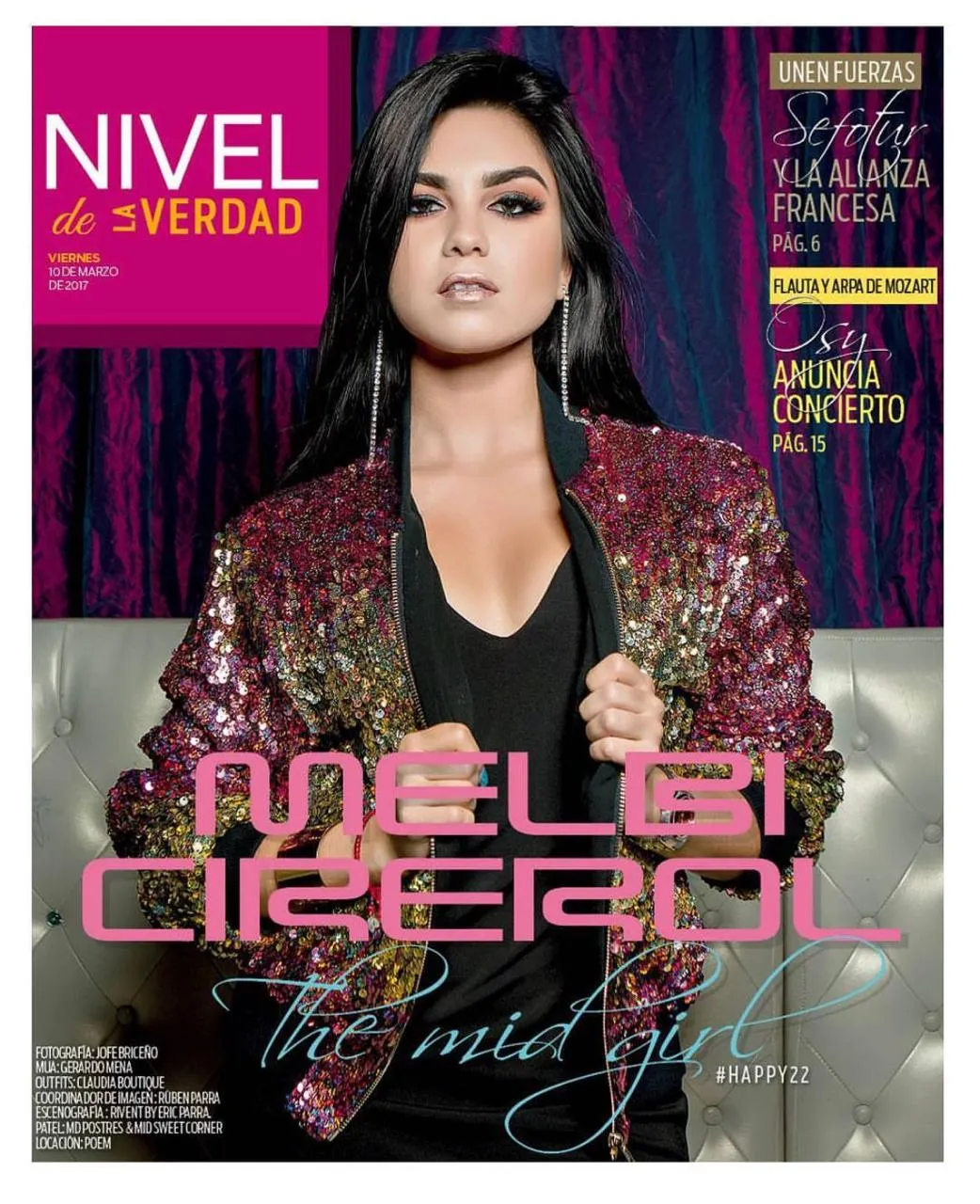 Melba en la portada de la revista Nivel de Verdad